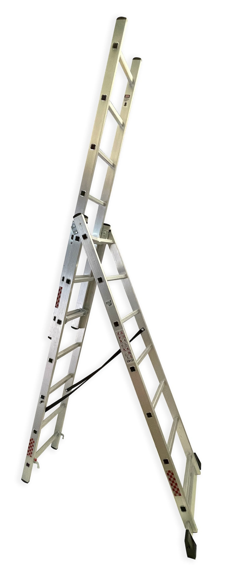 Escalera Convertible Tipo Tijera Extension 21 Peldaños 4.25m Gris
