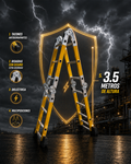 Escalera multiposiciones dieléctrica fibra de vidrio amarilla Gorila 3.5m