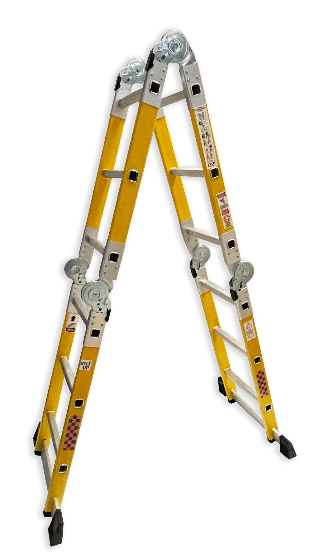 Escalera multiposiciones dieléctrica fibra de vidrio amarilla Gorila 3.5m