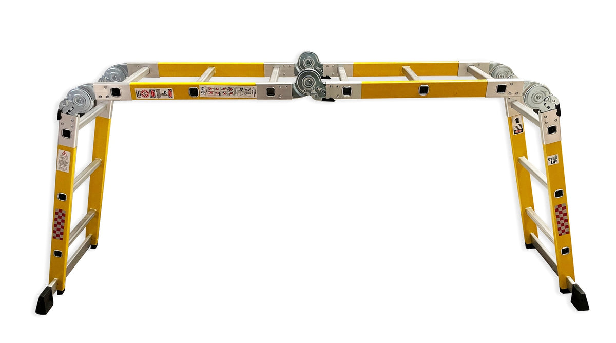 Escalera multiposiciones dieléctrica fibra de vidrio amarilla Gorila 3.5m