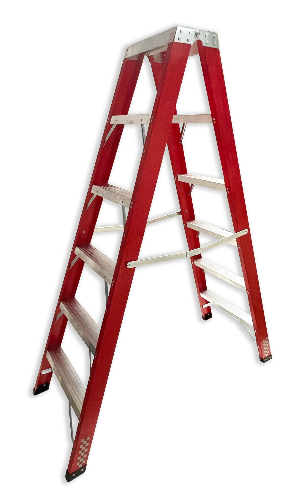 Escalera Tijera Dieléctrica doble Fibra de Vidrio Roja Gorila Reforzada